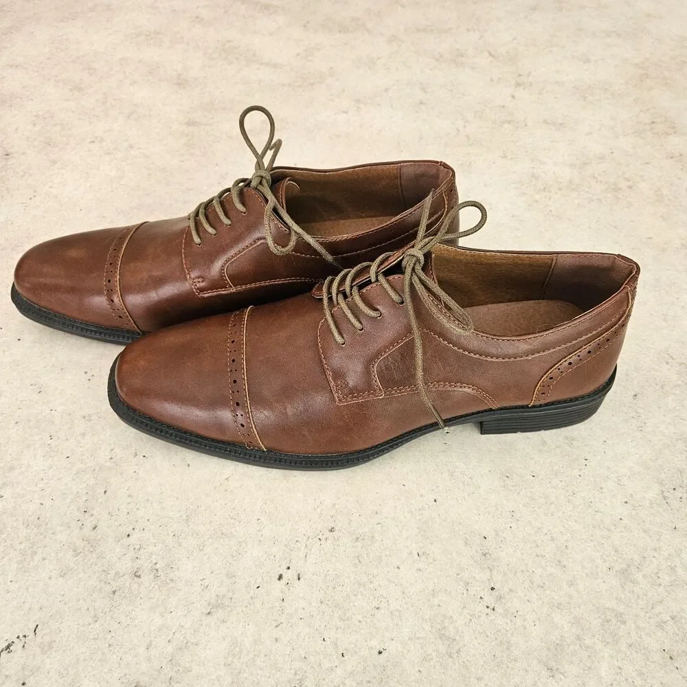 EUC Tahari Terrance Brown Cap Toe Derby/Oxford Shoes Men Sz 11 Preppy Classic